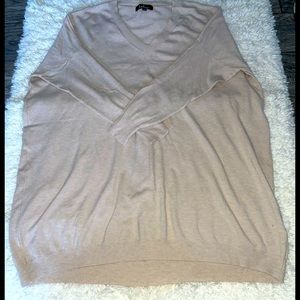 Lulus Ticket To Cozy Beige Oversized Sweater Ribbed V-Neck.